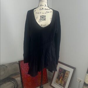 We The Free Black Asymmetrical Blouse